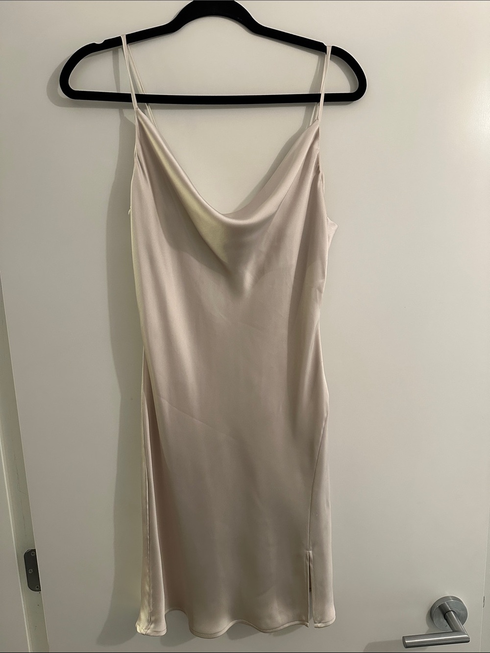 Slip Satin Cowl Neck Dress in Cream